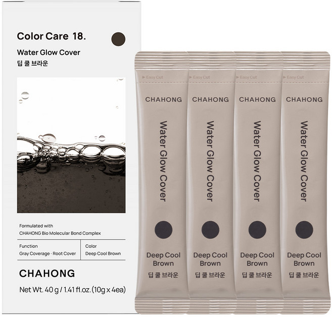 차홍 워터 글로우 커버 염모제, 딥 쿨 브라운, 1개