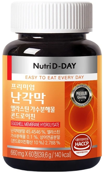 뉴트리디데이 난각막 엘라스틴 가수분해물 콘드로이친 60p, 39.6g, 1개 - 쿠팡