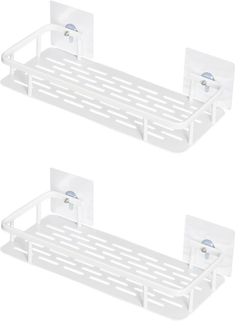 comet 多用途一字型浴室置物架, 白色, 2個