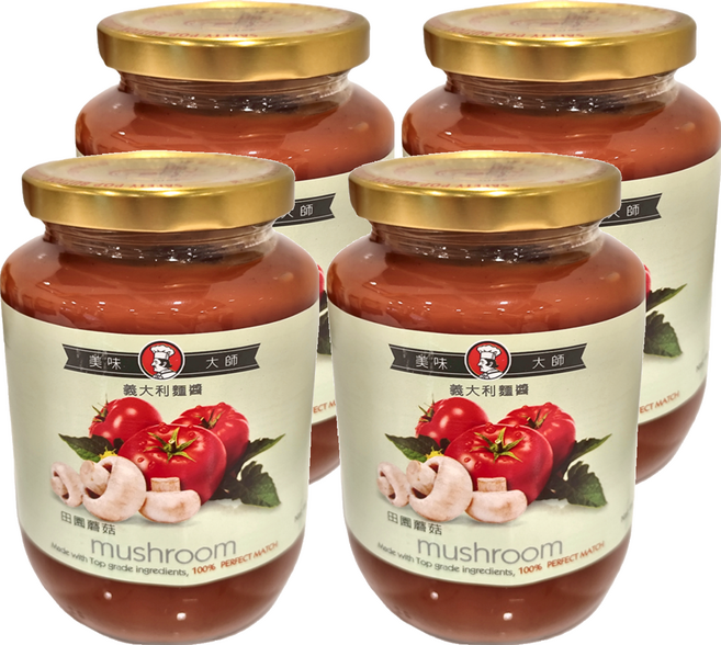 CHEF'S CHOICE 美味大師 義大利麵醬 田園蘑菇, 470g, 4罐