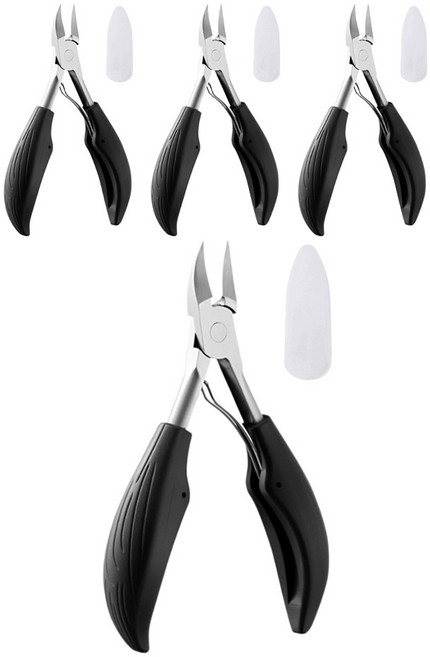 니드닛 두꺼운 발톱 관리 니퍼, 블랙, 4세트