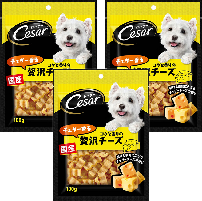 Cesar 西莎 點心系列 狗零食, 贅沢濃厚切達起司條口味, 100g, 3包