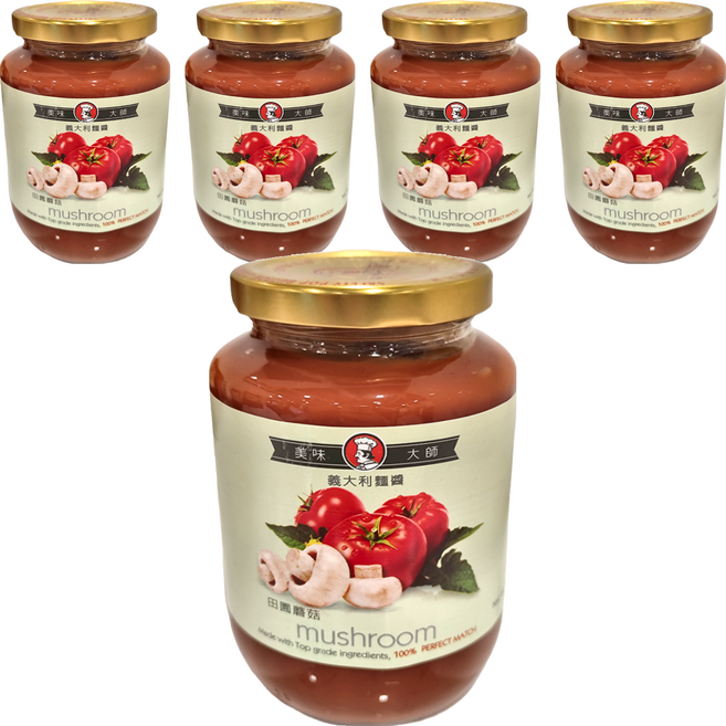 CHEF'S CHOICE 美味大師 義大利麵醬 田園蘑菇, 470g, 5罐