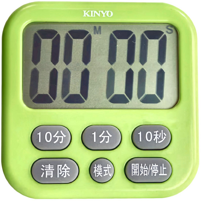 Kinyo 電子式多按鍵正倒數計時器, 綠色, 1個
