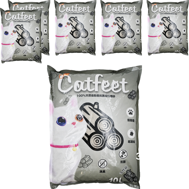 Catfeet 低粉塵抗菌凝結貓砂 10L, 活性碳, 7kg, 6袋