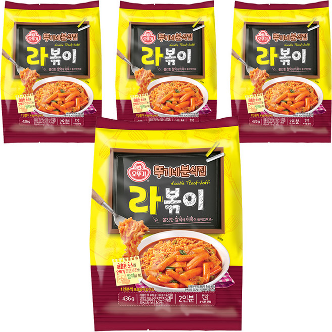 오뚜기 뚜기네분식집 라볶이, 4개, 436g