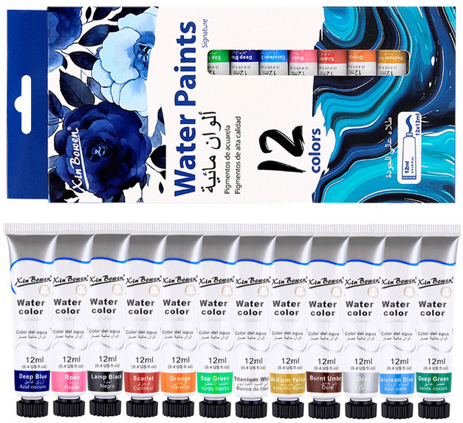 생활의지혜 프리미엄 수채화물감, 12ml, 12색