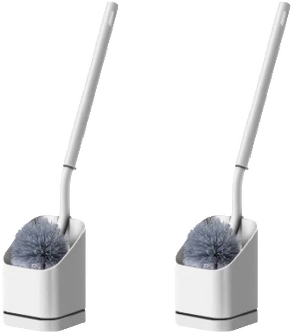 TU 良品 簡約馬桶刷組 S型刷杆, 2組, 白色 + 灰色