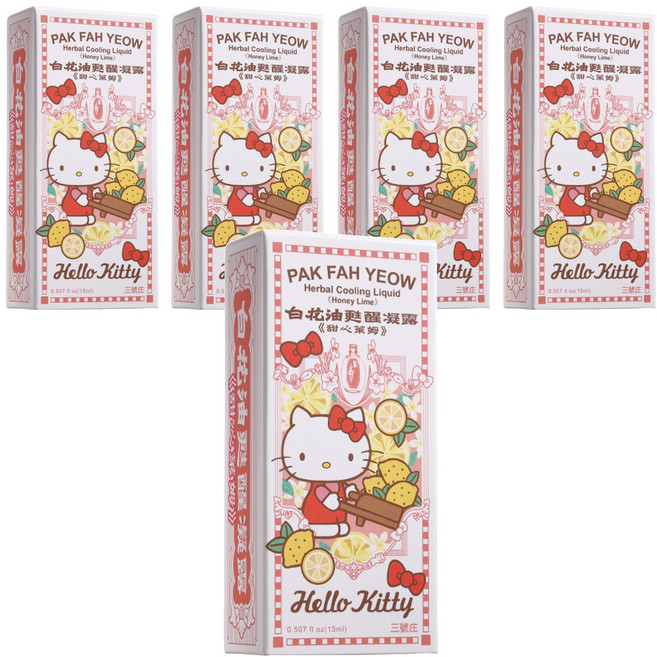 白花油 甦醒凝露 甜心萊姆 Hello Kitty 限定版, 15ml, 5瓶