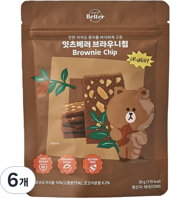잇츠베러 브라우니칩, 30g, 6개