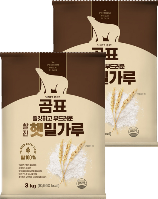 곰표 쫄깃하고 부드러운 찰진 햇밀가루, 3kg, 2개