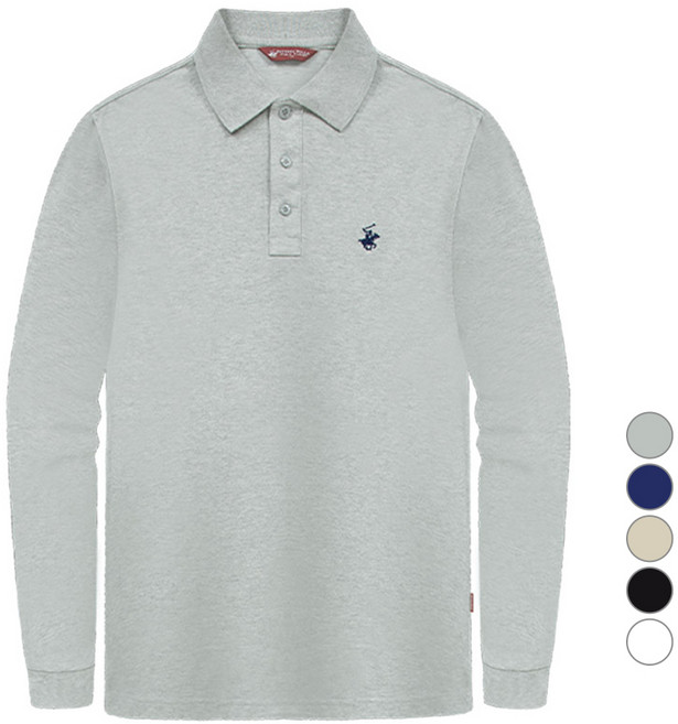 BEVERLY HILLS POLO CLUB 比佛利保羅 男女通用 高級PK小標誌長袖Polo衫 CPX0T11, 灰色