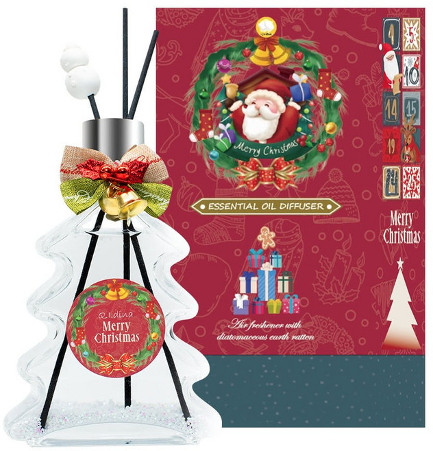 QiMart 聖誕樹造型 香氛珪藻土擴香瓶, 黑莓魅惑, 200ml, 1瓶