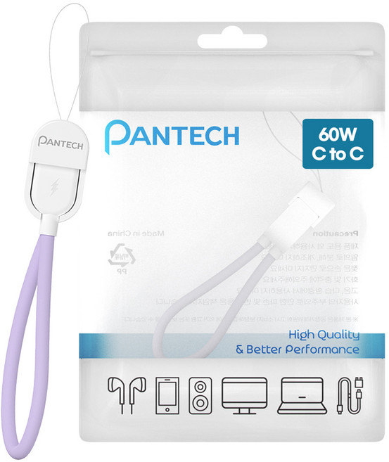 팬텍 C타입-C타입 초고속 충전 휴대용 숏케이블 60W, 1개, 퍼플, 16.5cm