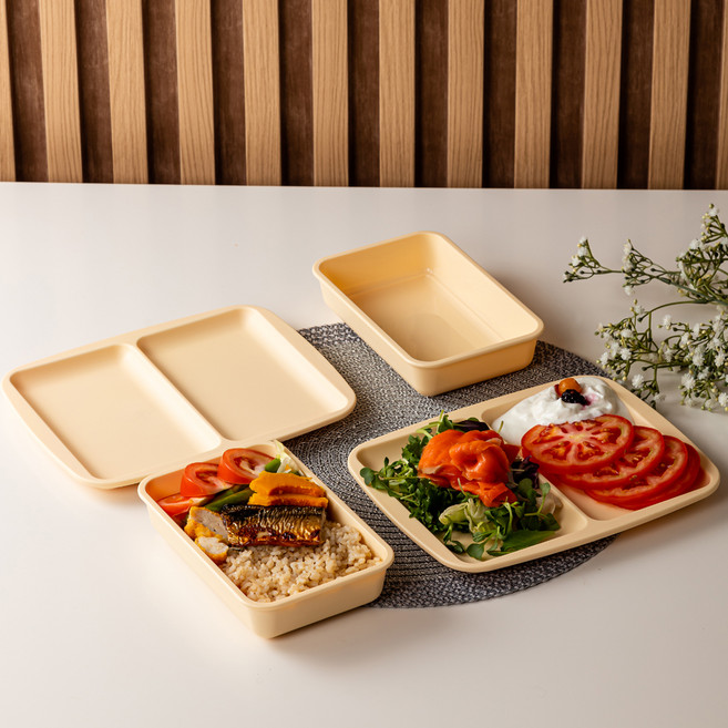 아띠홈 밀프렙 도시락 2p + 슬림 식판 2p 세트, 버터, 1세트