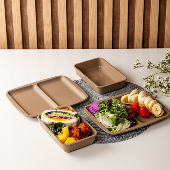 아띠홈 밀프렙 도시락 2p + 슬림 식판 2p 세트, 초코, 1세트