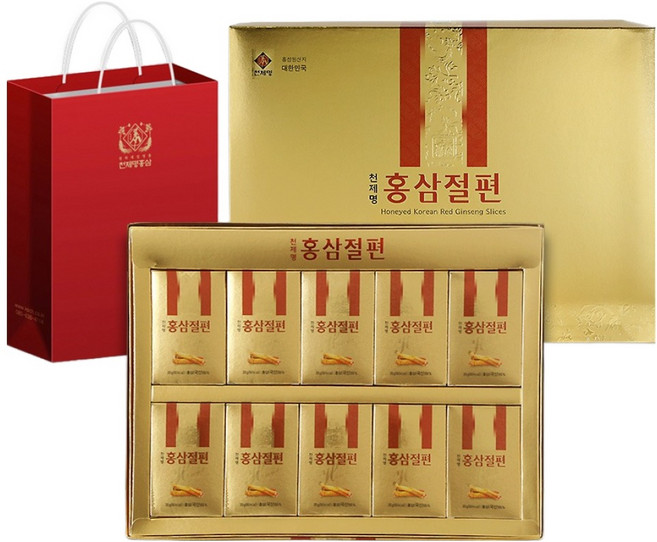 천제명홍삼 홍삼 절편 + 쇼핑백, 200g, 3개