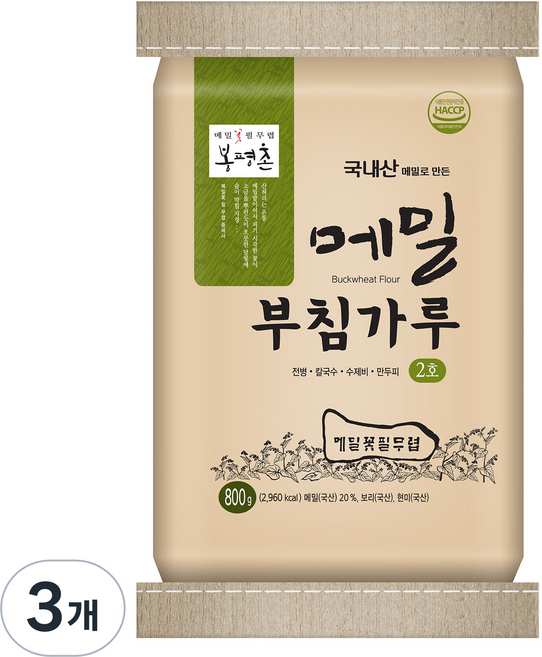 봉평촌 메밀부침가루 2호, 3개, 800g