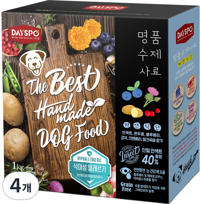 데이스포 전연령 강아지 수제 소프트사료 자연식단 10p, 혼합맛, 1kg, 4개