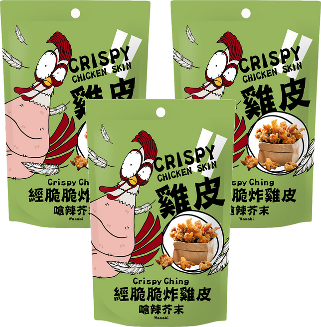 Crispy Ching 經脆脆 炸雞皮 嗆辣芥末, 30g, 3包