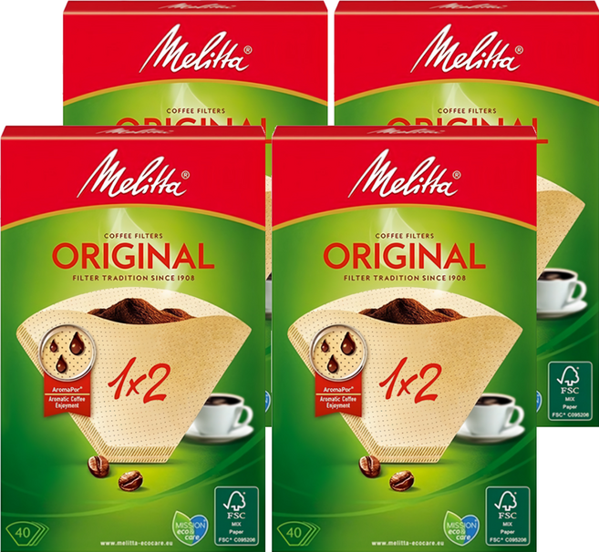 Melitta 美樂家 咖啡濾紙 2-6杯用, 40張, 4盒