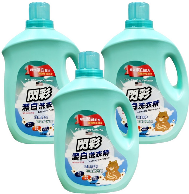 Shining Colorful 閃彩 潔白洗衣精, 3個, 4L