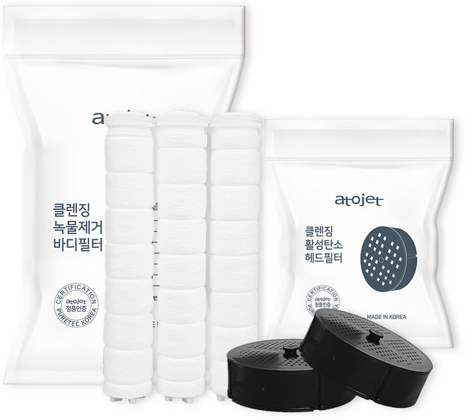 아토젯 녹물제거 바디 리필 필터 3개 + 에이씨에프 헤드 필터 2개, 1세트, 무향