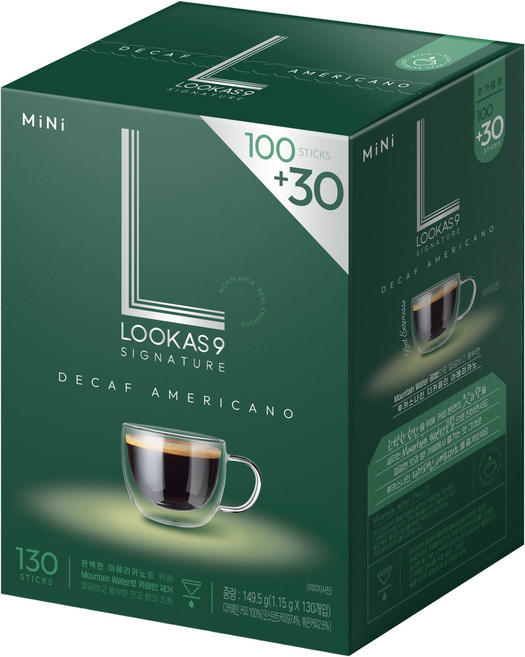 루카스나인 시그니쳐 디카페인 아메리카노 원두커피믹스, 1.15g, 130개입, 1개