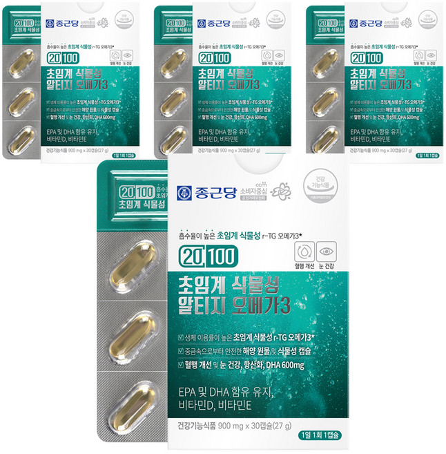 종근당 20100 초임계 식물성 알티지 오메가3, 30정, 4개