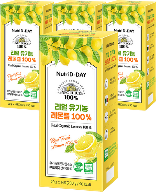 뉴트리디데이 리얼 NFC 유기농 레몬즙 14p, 280g, 4개