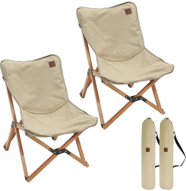 아이두젠 마일드 우드 접이식 캠핑 캔버스 체어, 베이지, 2개