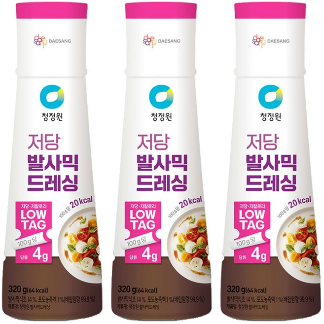 청정원 저당 발사믹 드레싱, 320g, 3개