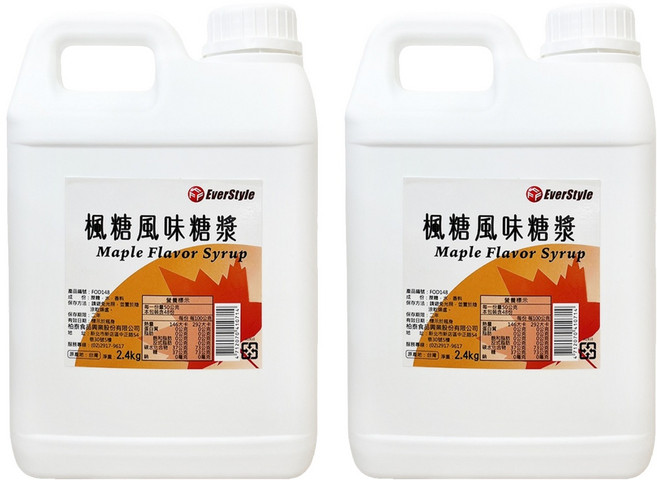 EverStyle 柏泰 楓糖風味糖漿, 2.4kg, 2桶