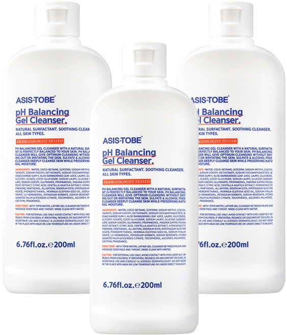 애즈이즈투비 PH 밸런싱 젤 클렌저, 200ml, 3개