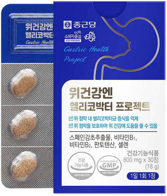 종근당 위건강엔 헬리코박터 프로젝트, 30정, 1개 - 쿠팡