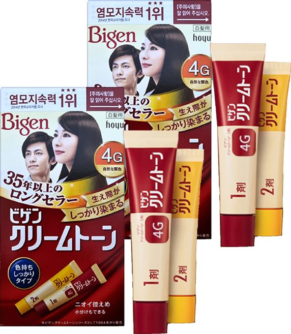 비겐 크림톤 염색제, 4G자연밤색, 2개