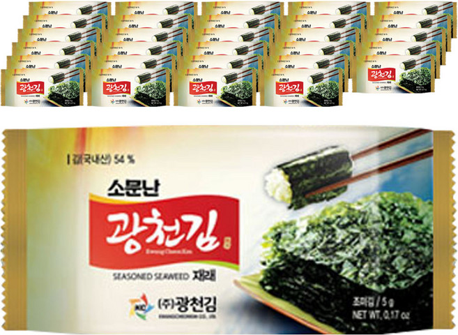 광천김 소문난 광천김 재래 도시락김, 5g, 180개