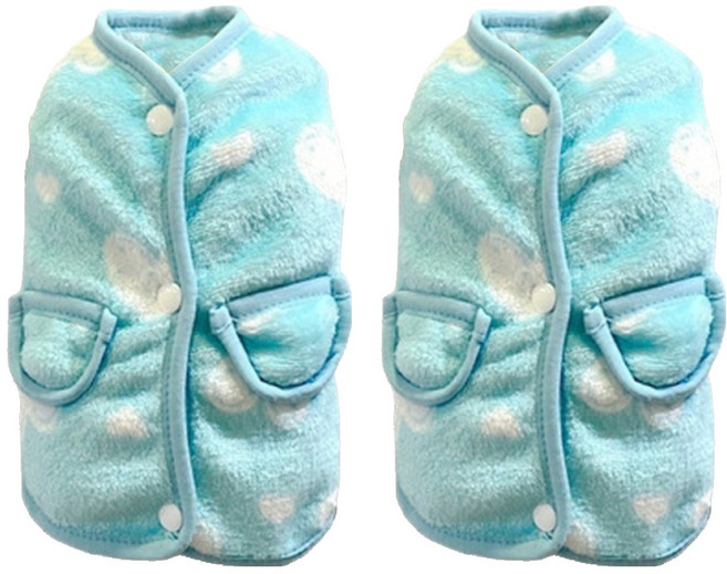 SassyDog 毛絨馬甲, 愛心 藍色, 2件