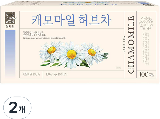 녹차원 캐모마일 허브차, 1g, 100개입, 2개