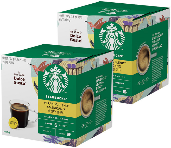 스타벅스 돌체구스토 베란다 블렌드 캡슐커피, 8.5g, 12개입, 2개