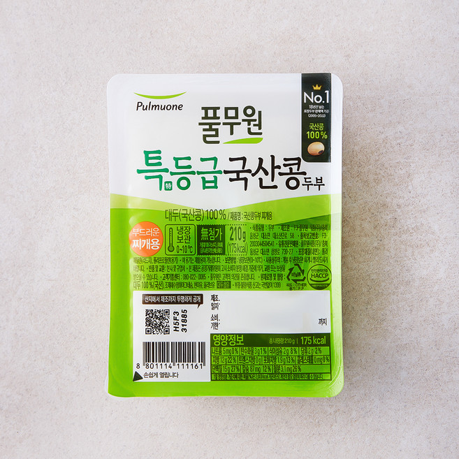 풀무원 국산콩두부 찌개용, 210g, 1개