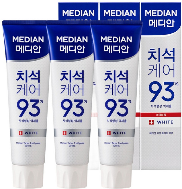 메디안 치석케어 93프로 치약 화이트, 120g, 3개