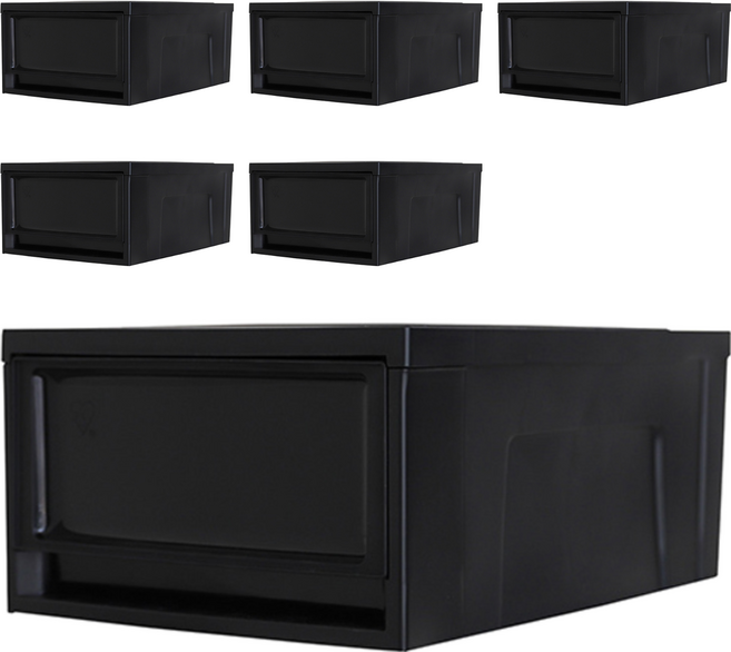 아이리스 국내생산 시스템 수납함 슬라이딩 서랍장 BC-370, 블랙, 6개