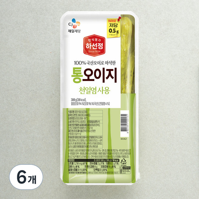 하선정 통 오이지, 300g, 6개