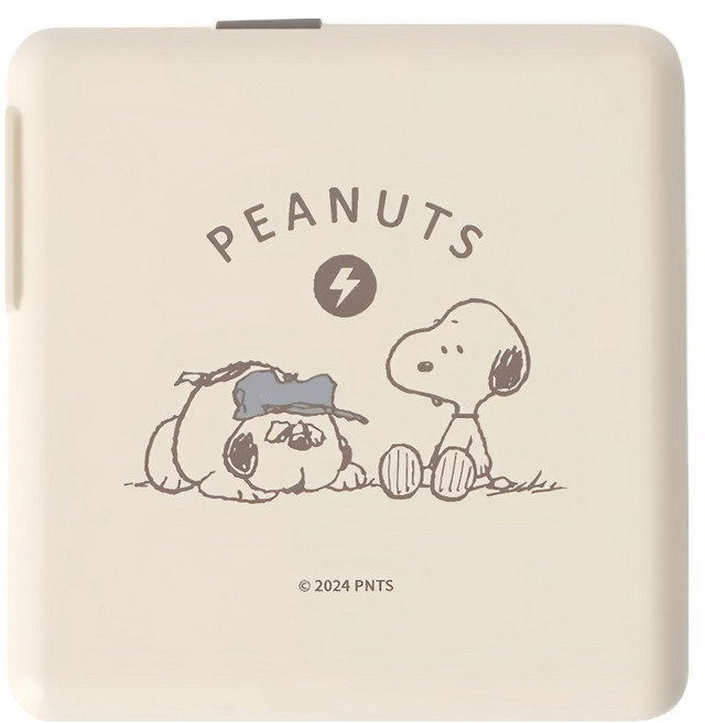 norns Peanuts 多功能行動電源 10000mAh大容量 五台設備同時充電 雙線雙快充 強力磁吸, NCE-241301, 史努比 米色
