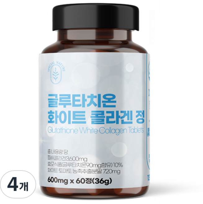 SPECIALNATURE 글루타치온 화이트 콜라겐 정 36g, 60정, 4개