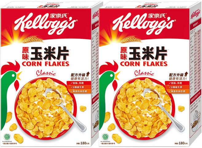 Kellogg's 家樂氏 CORN FLAKES 公雞玉米片 原味玉米片, 180g, 2盒