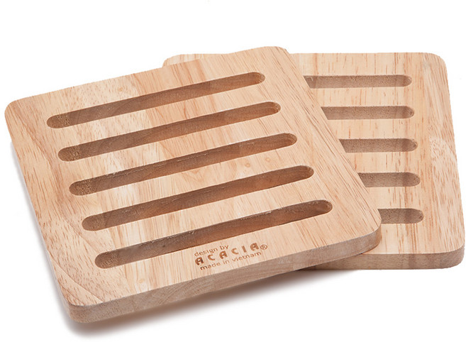 아카시아 우드스틱 냄비받침, 혼합 색상, 2개