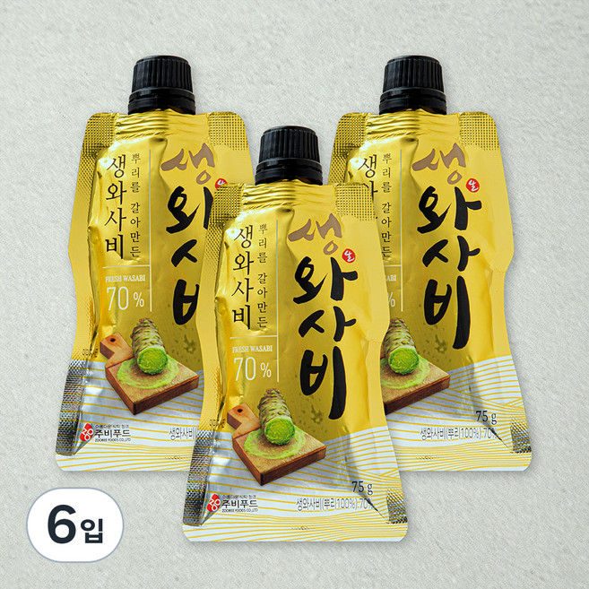 주비푸드 뿌리를 갈아만든 생와사비 70%, 75g, 6입