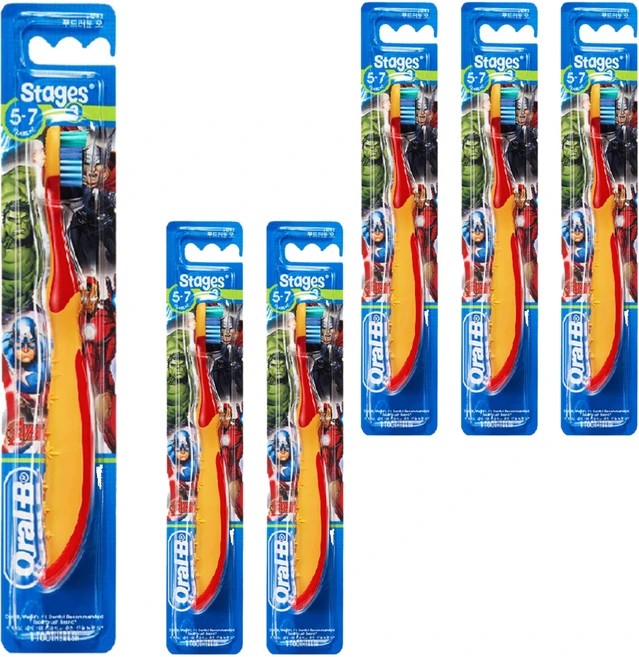 오랄비 스테이지스 3단계 어린이 칫솔, 어벤져스 랜덤발송, 6개, 1개입 - 쿠팡